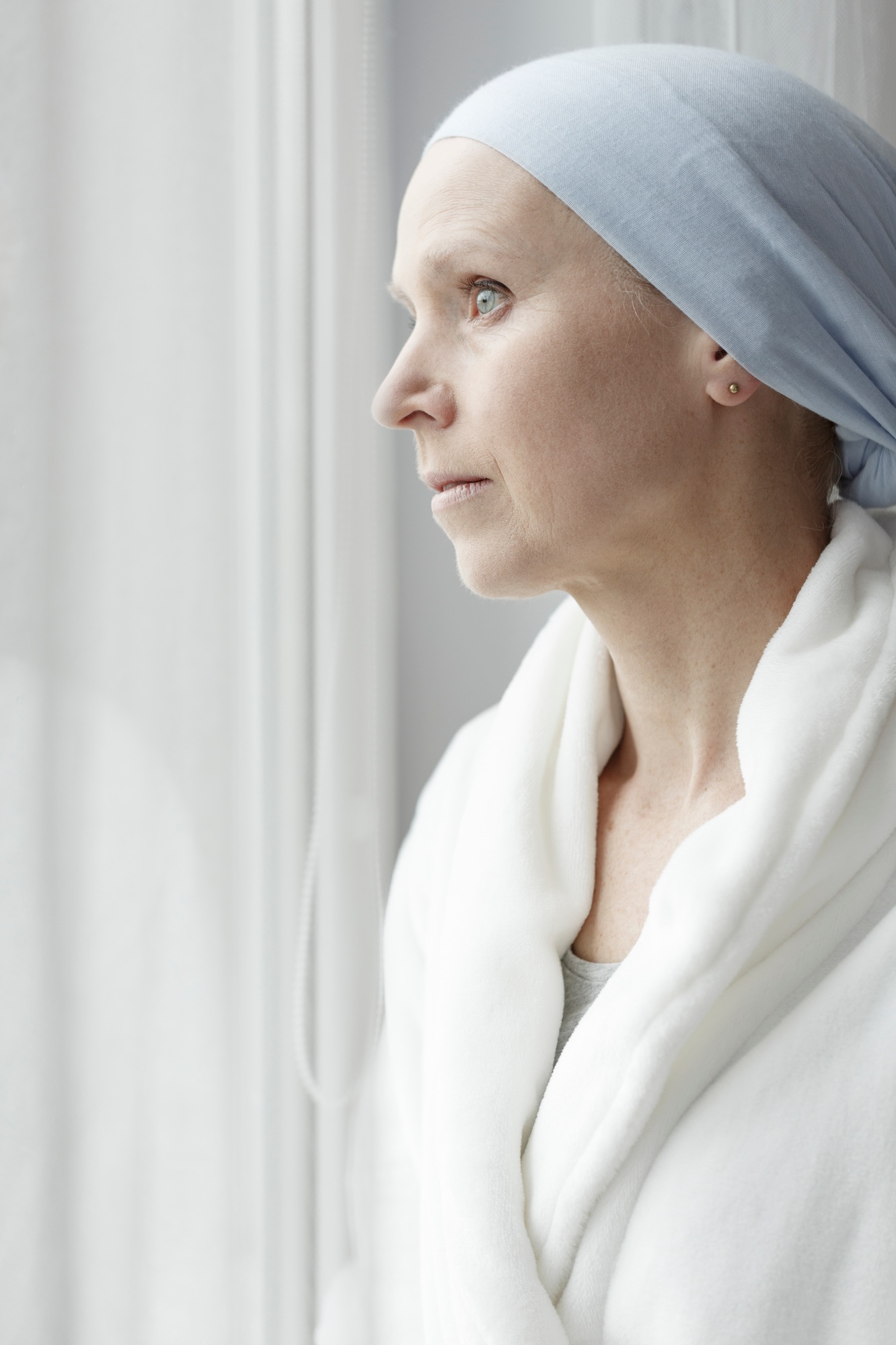 Sad woman with breast cancer